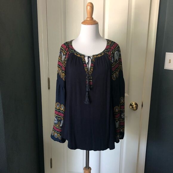 Fig and Flower floral peasant blouse - Picture 1 of 6